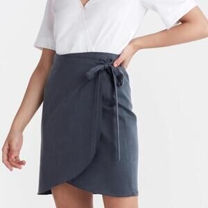 Vetta Black Wrap Skirt Womens XS Tencel Minimalist Classic Capsule Quiet Luxury